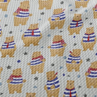 Cute Navy Bear Birdseye Piqué