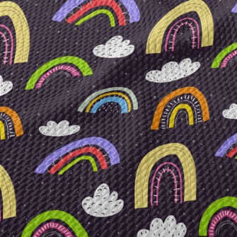 Color Block Rainbow Clouds Birdseye Piqué