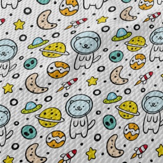 Outer Space Planet Cat Birdseye Piqué