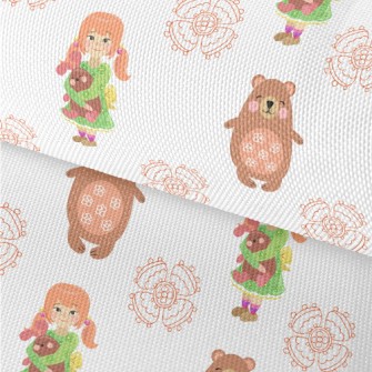 Little Girl Doll And Big Bear Waterproof Oxford