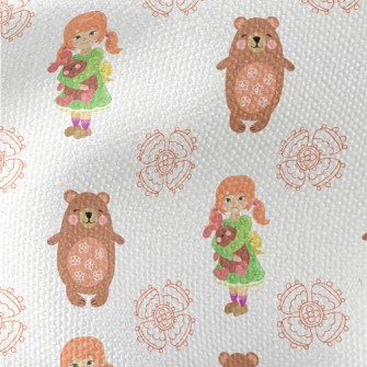 Little Girl Doll And Big Bear Waterproof Canvas
