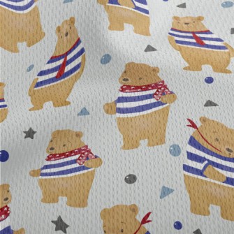 Cute Navy Bear Athletic Mesh Flat Back