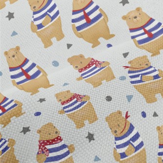 Cute Navy Bear Performance Linen