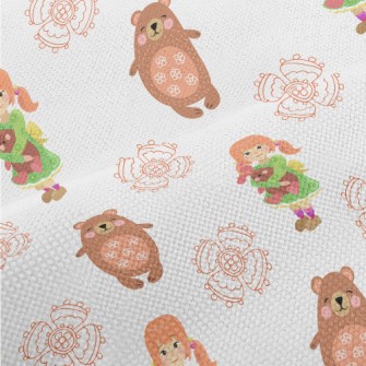 Little Girl Doll And Big Bear Performance Linen