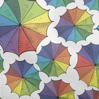 Colorful Patchwork Umbrella Dobby