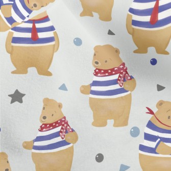 Cute Navy Bear Micro Fleece