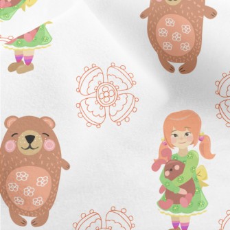 Little Girl Doll And Big Bear Micro Fleece