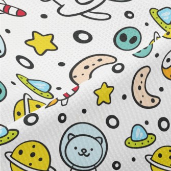 Outer Space Planet Cat Piqué