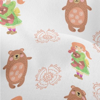 Little Girl Doll And Big Bear Lightweight Performance Linen