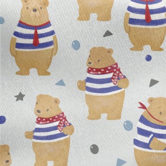 Cute Navy Bear Jersey Backed Fleece