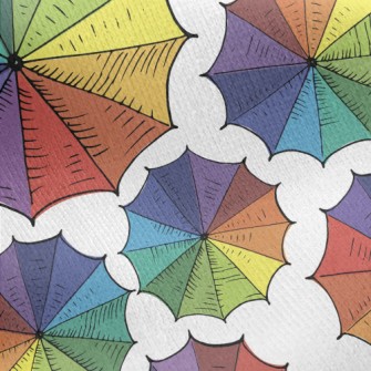 Colorful Patchwork Umbrella Jersey Backed Fleece