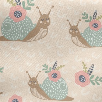 Flowers On Snail Shell Jersey Backed Fleece