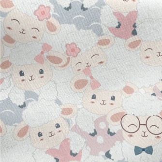 Cute Sheep Family Jersey Backed Fleece