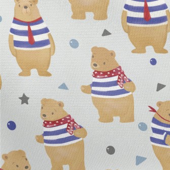 Cute Navy Bear Pongee