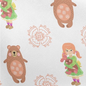 Little Girl Doll And Big Bear Pongee