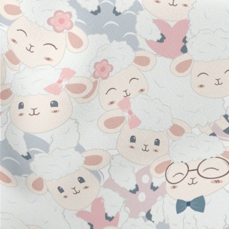 Cute Sheep Family Lightweight Cotton Poplin