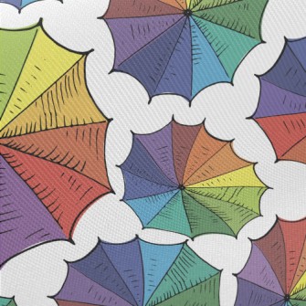 Colorful Patchwork Umbrella Midweight Cotton Poplin