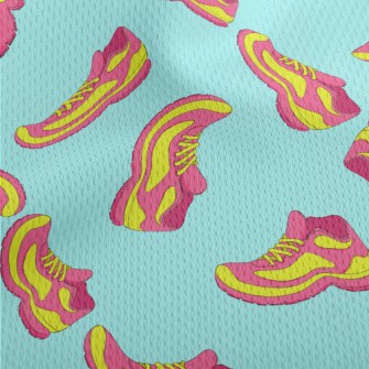 Fluorescent Contrast Sneakers Athletic Mesh Flat Back