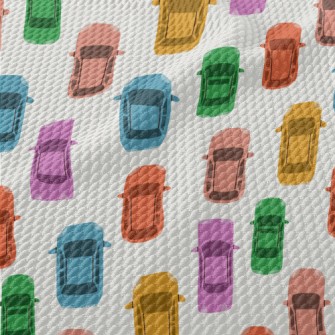Colorful Cars In The Queue Birdseye Piqué