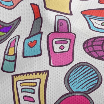 Hand Drawn Cartoon Cosmetics Athletic Mesh Flat Back