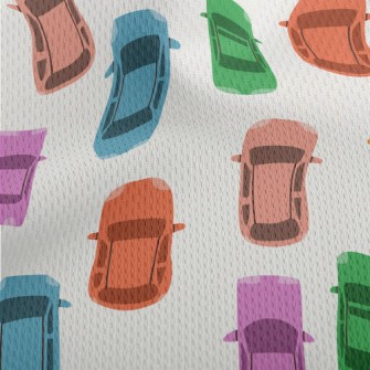 Colorful Cars In The Queue Athletic Mesh Flat Back