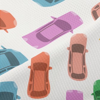 Colorful Cars In The Queue Piqué