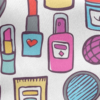 Hand Drawn Cartoon Cosmetics Jersey Backed Fleece