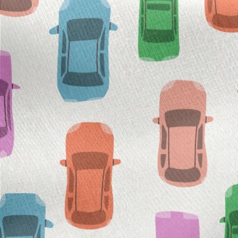 Colorful Cars In The Queue Jersey Backed Fleece