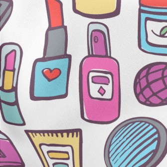 Hand Drawn Cartoon Cosmetics Lightweight Cotton Poplin