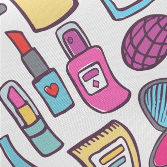 Hand Drawn Cartoon Cosmetics Midweight Cotton Poplin