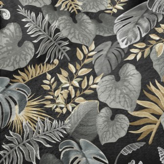 Tropical Dark Leaves Minky