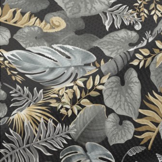 Tropical Dark Leaves Piqué