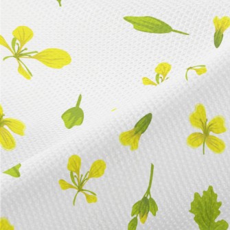 Yellow Flowers And Green Leave Piqué