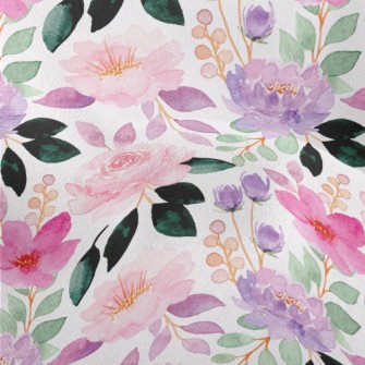 Soft Pink Purple Flowers Lightweight Performance Linen