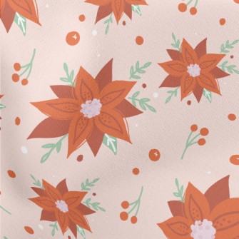 Pink Base Christmas Red Lightweight Cotton Poplin