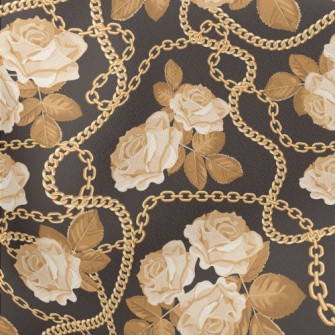 Gold Chain With Roses Lightweight Cotton Poplin