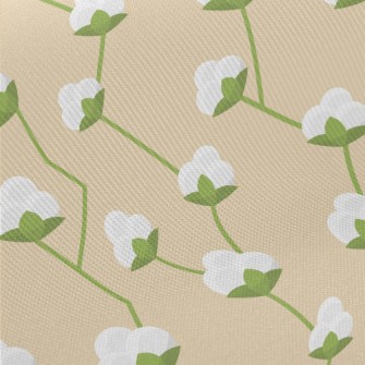 Soft White Flowers Midweight Cotton Poplin