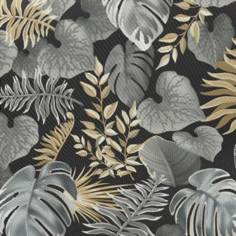 Tropical Dark Leaves Midweight Cotton Poplin