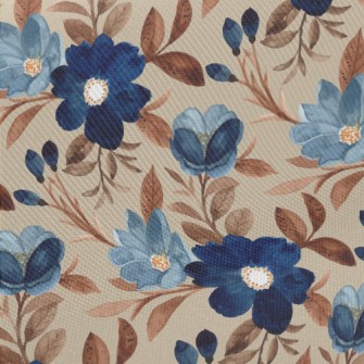 Vintage Blue Flower Midweight Cotton Poplin