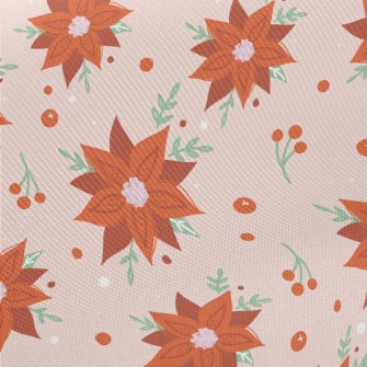 Pink Base Christmas Red Midweight Cotton Poplin