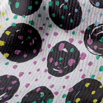 Black Round Colorful Dots Terry