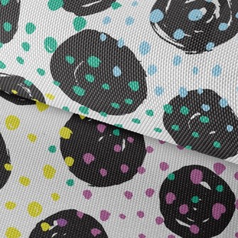 Black Round Colorful Dots Waterproof Oxford