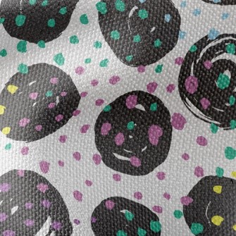 Black Round Colorful Dots Waterproof Canvas