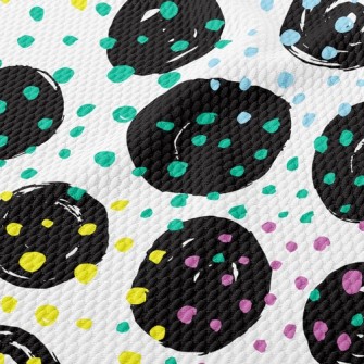 Black Round Colorful Dots Birdseye Piqué