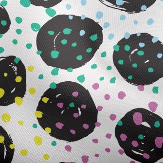 Black Round Colorful Dots Dobby