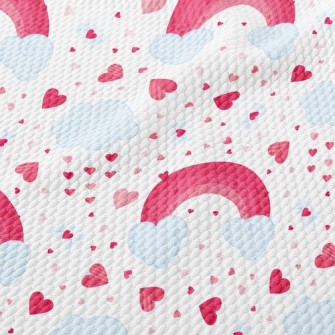 Pink Rainbow Cloud Heart Birdseye Piqué