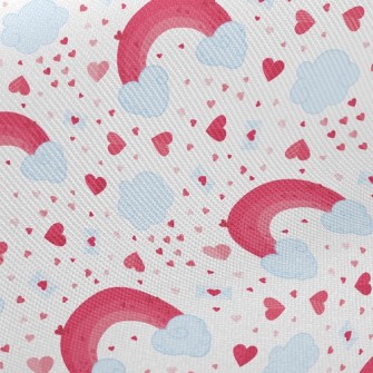 Pink Rainbow Cloud Heart Twill