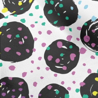 Black Round Colorful Dots Micro Fleece