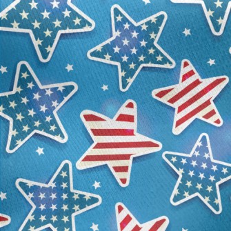 Red And Blue Stars Jersey Backed Fleece