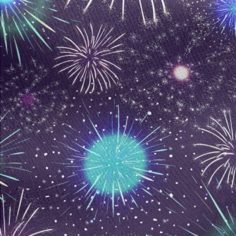 Colorful Fireworks Jersey Backed Fleece
